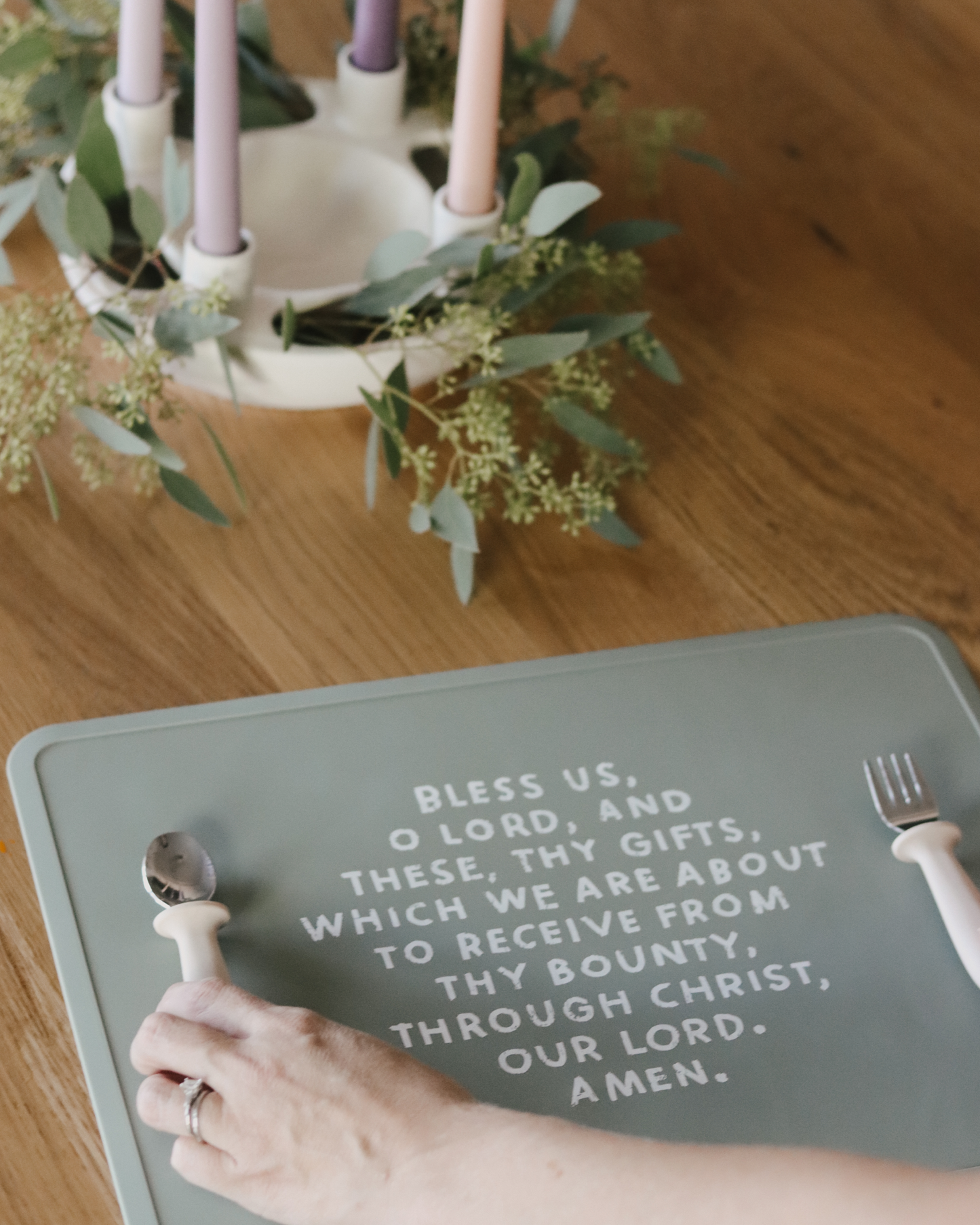 Meal Blessing Silicone Placemat: Smoky Blue