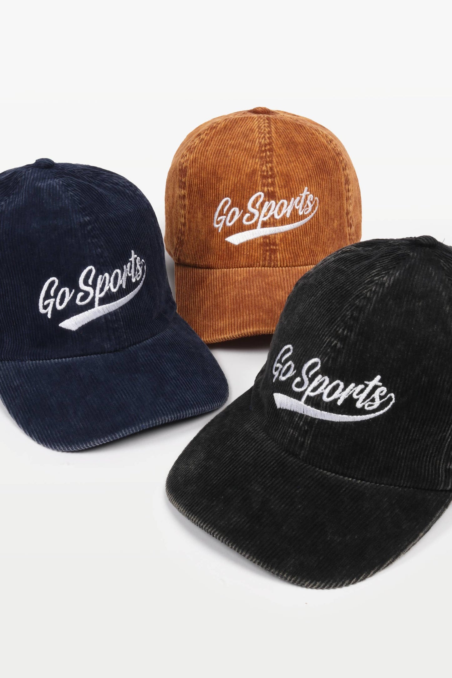 Gameday GO SPORTS embroidery Corduroy Baseball Cap: Brown