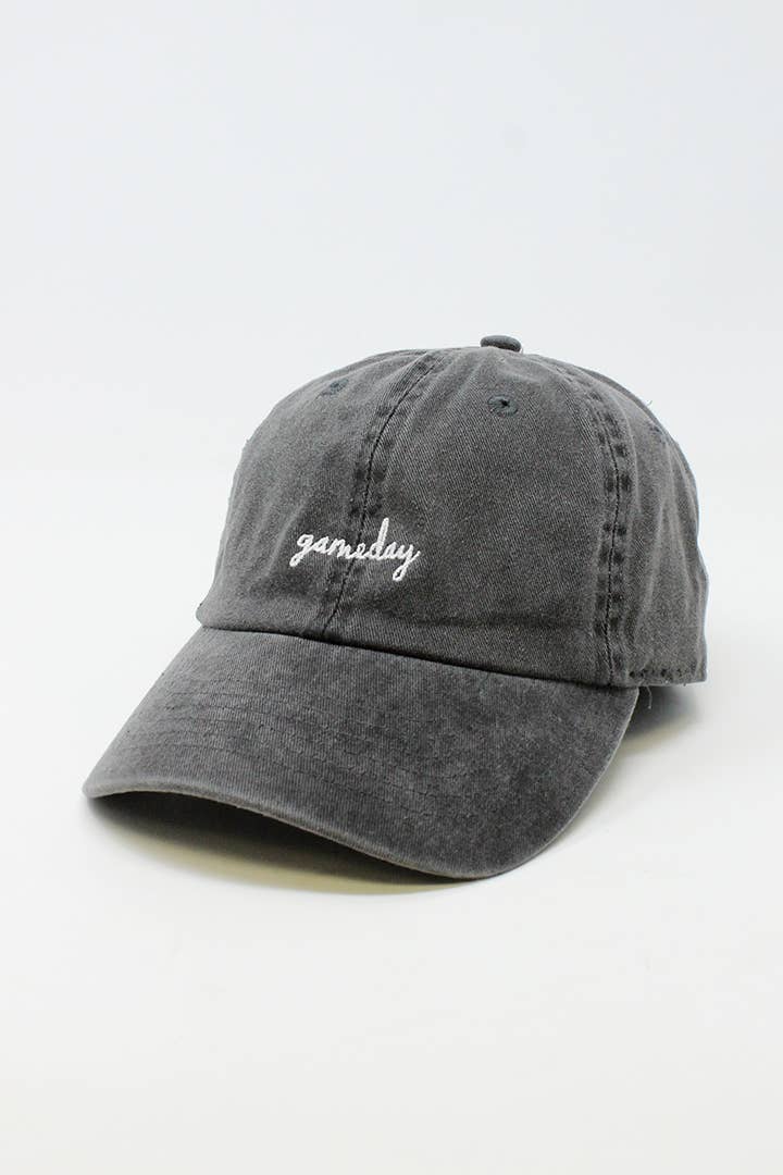Game day Script Embroidered Baseball Cap: Black
