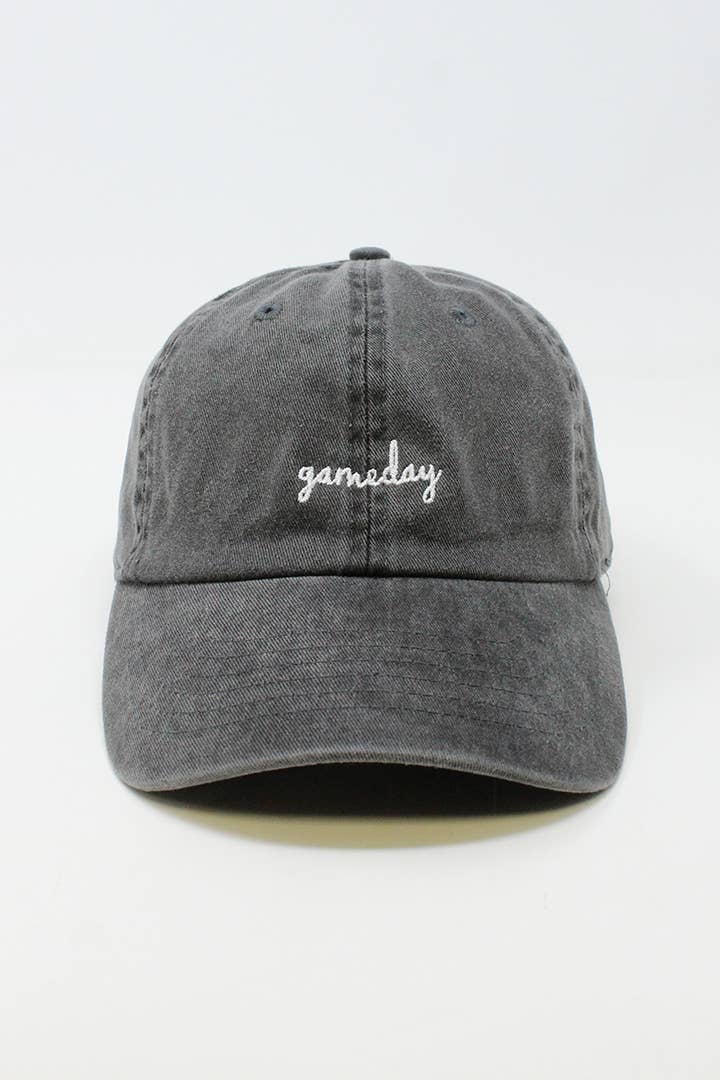 Game day Script Embroidered Baseball Cap: Black