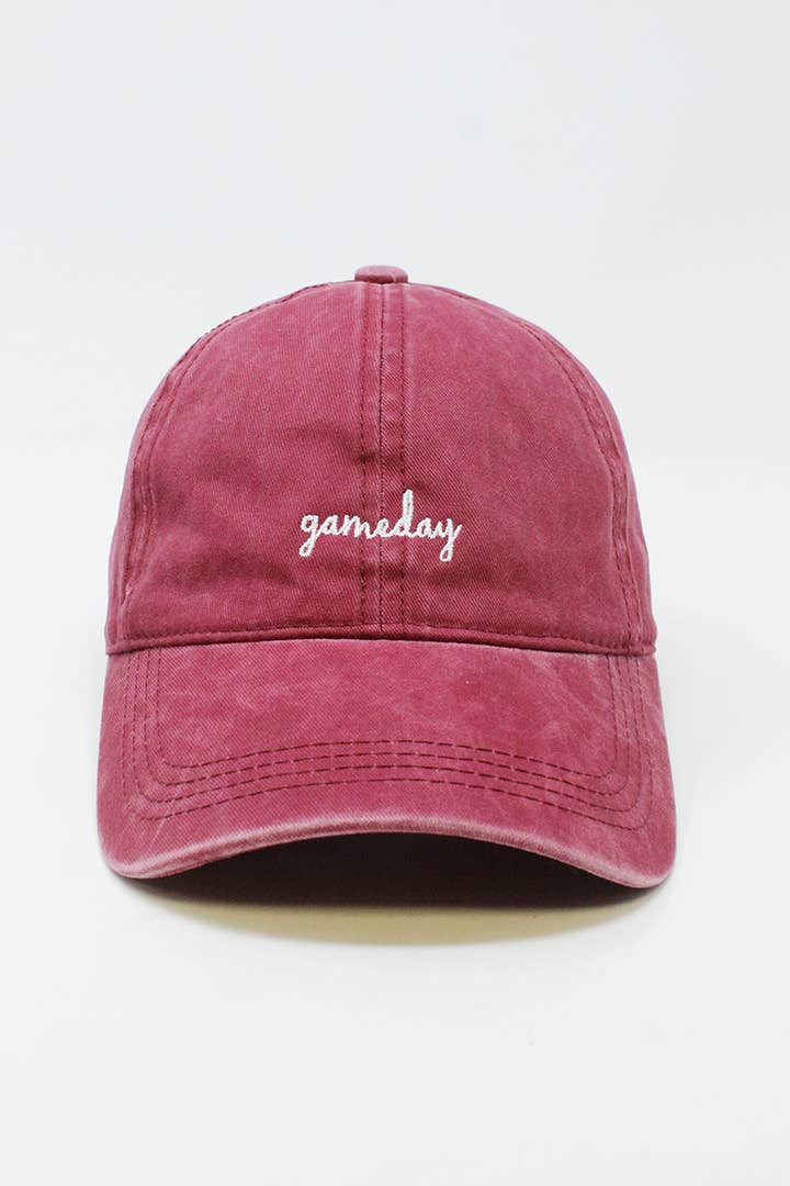 Game day Script Embroidered Baseball Cap: Black