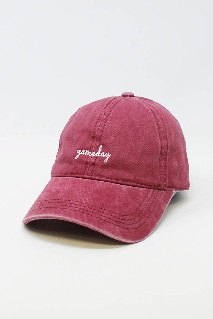 Game day Script Embroidered Baseball Cap: Black