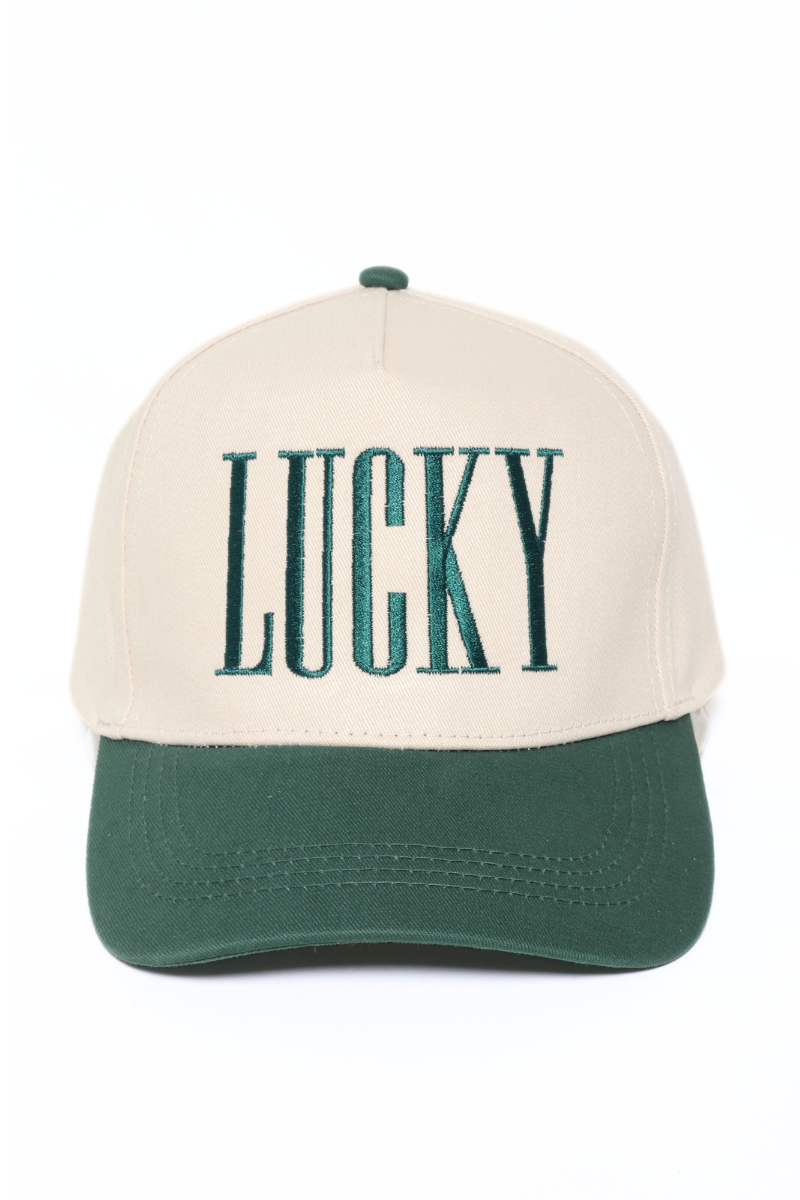 ST. PATRICK'S LUCKY Embroidery Two Tone Baseball Cap: Green