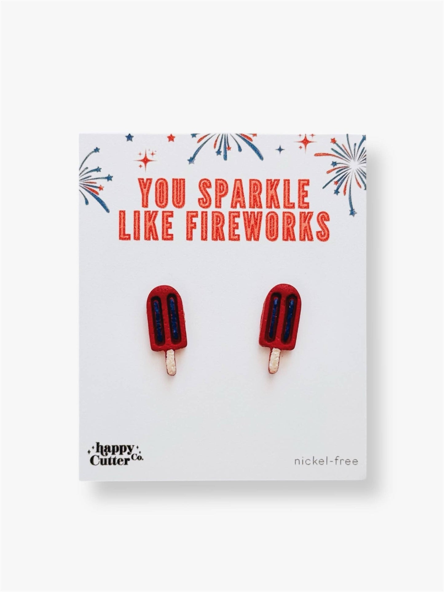 Americana Earrings |4th of July Patriotic Popsicle Clay Stud: Studs