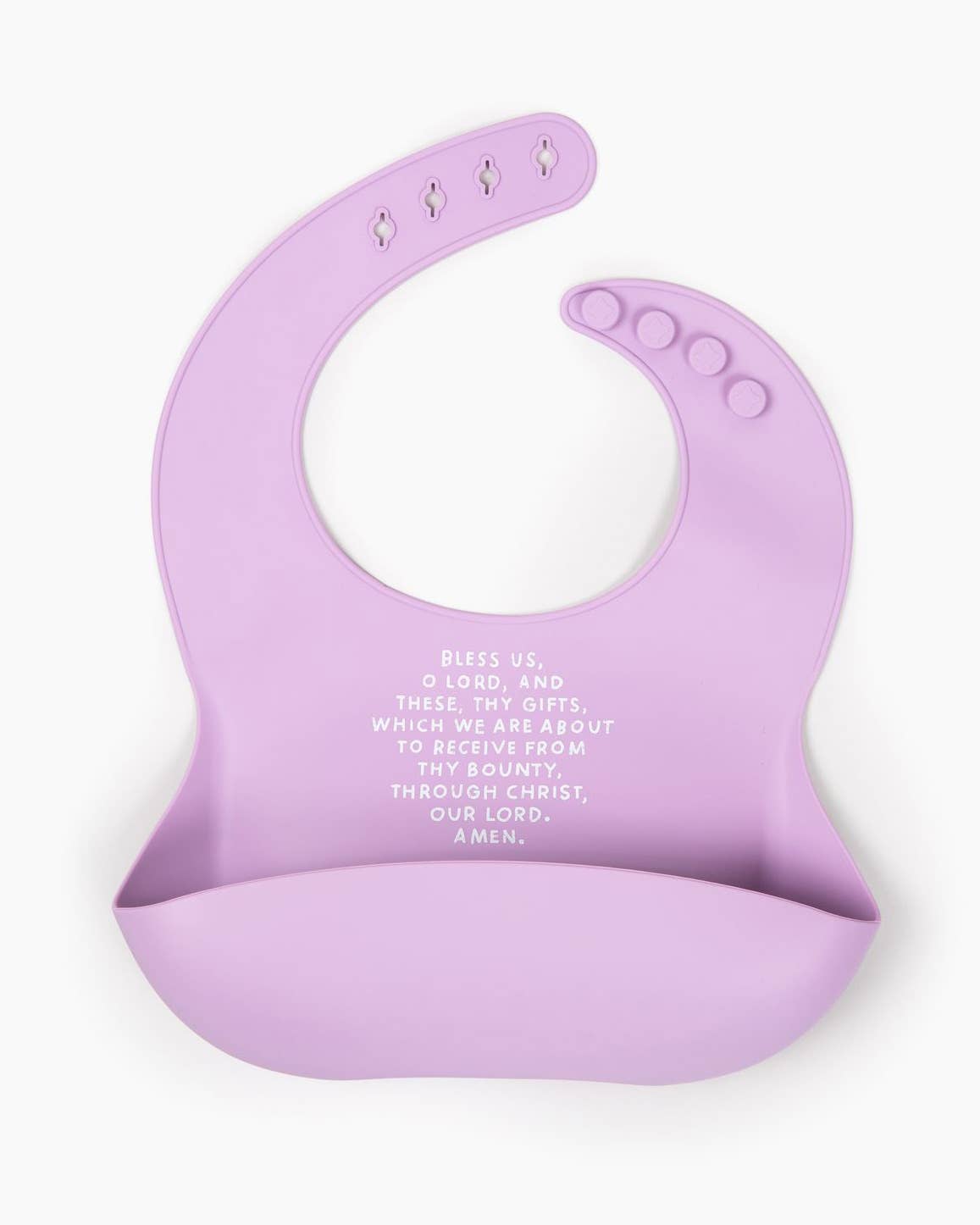 Catholic Meal Blessing Bib | BPA Free Bib | Gift For Baby: Rose Pink