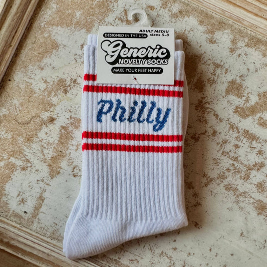 Philly Socks: White / L (8-11)