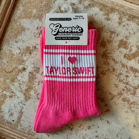 Taylor Swift Youth Socks (I Love Taylor Swift): "I HEART TAYLOR SWIFT"