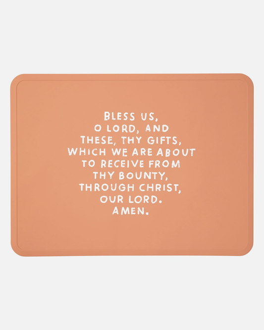 Meal Blessing Silicone Placemat | Catholic Placemat | Kids: Pink