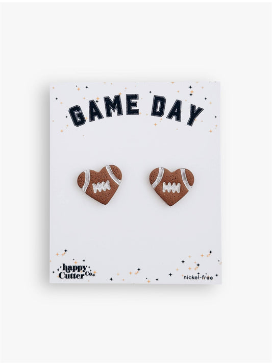 Heart Football Earrings | Sport Stud Earrings: Studs