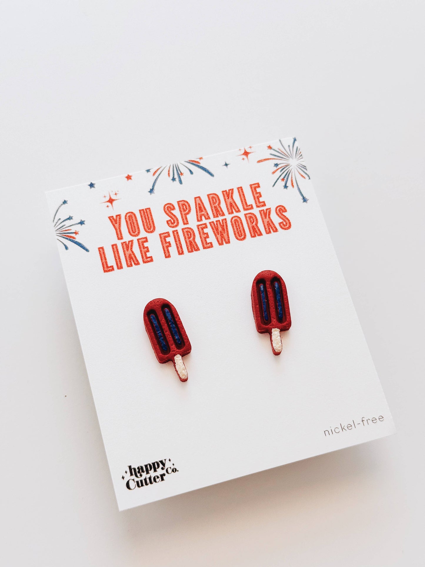 Americana Earrings |4th of July Patriotic Popsicle Clay Stud: Studs