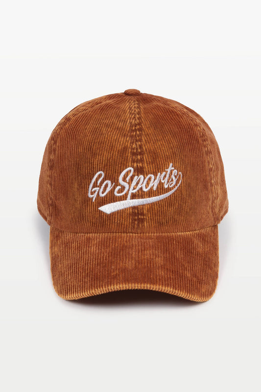 Gameday GO SPORTS embroidery Corduroy Baseball Cap: Brown