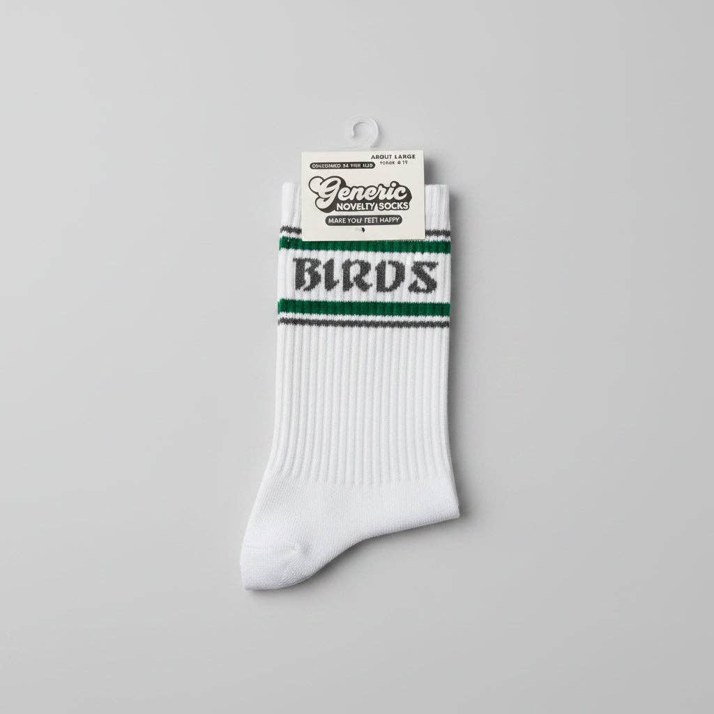 Philadelphia Eagles "Birds" Socks (White): White w/Green & Grey Accents / Medium
