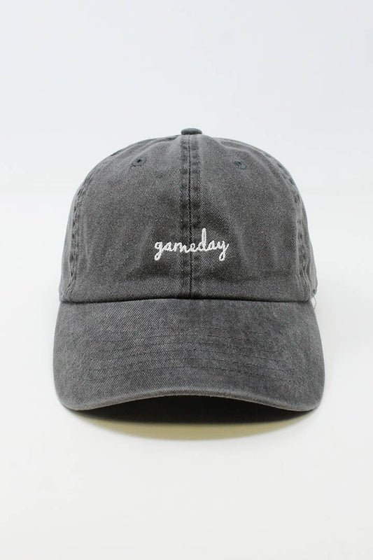 Game day Script Embroidered Baseball Cap: Black