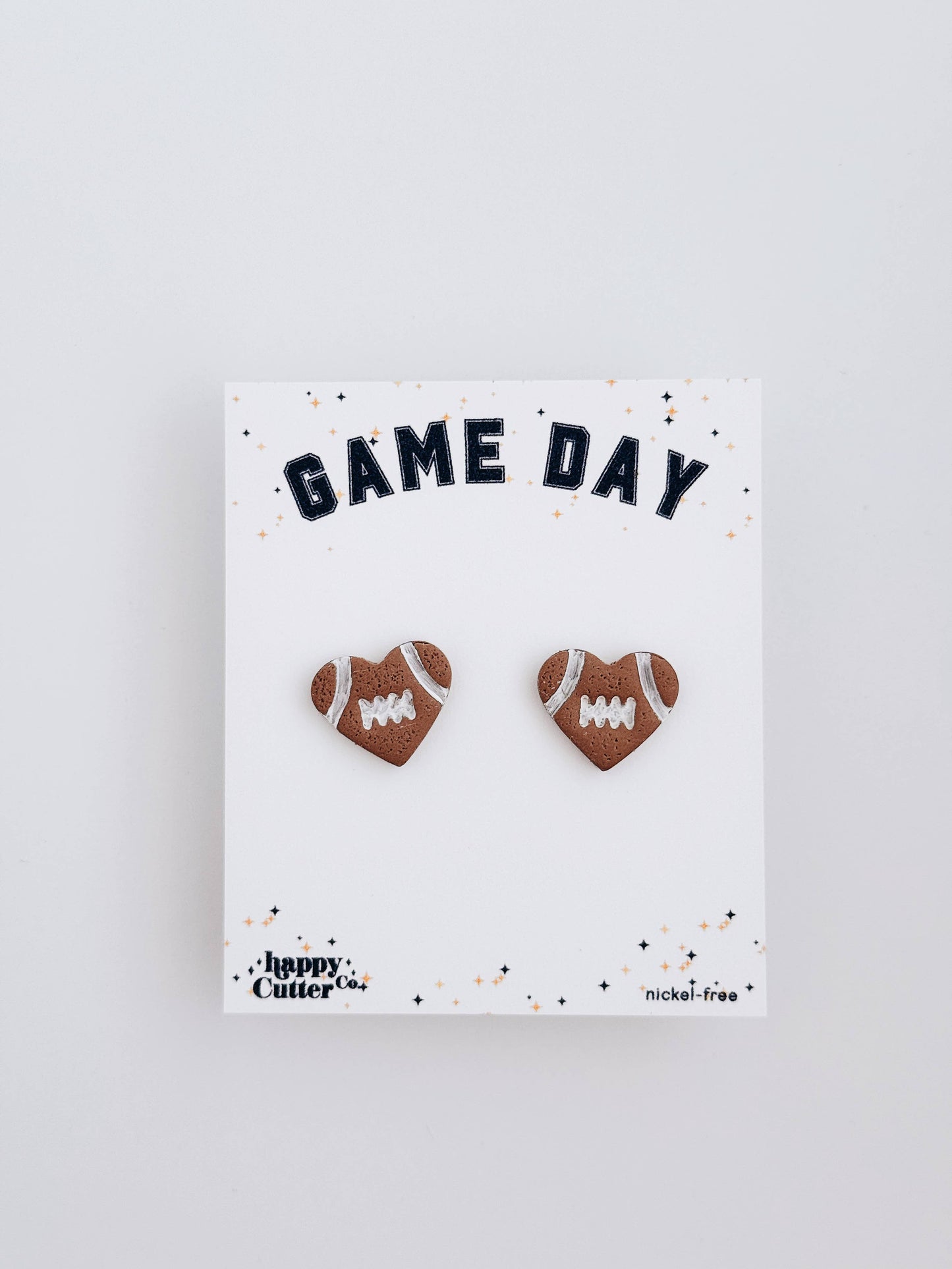 Heart Football Earrings | Sport Stud Earrings: Studs