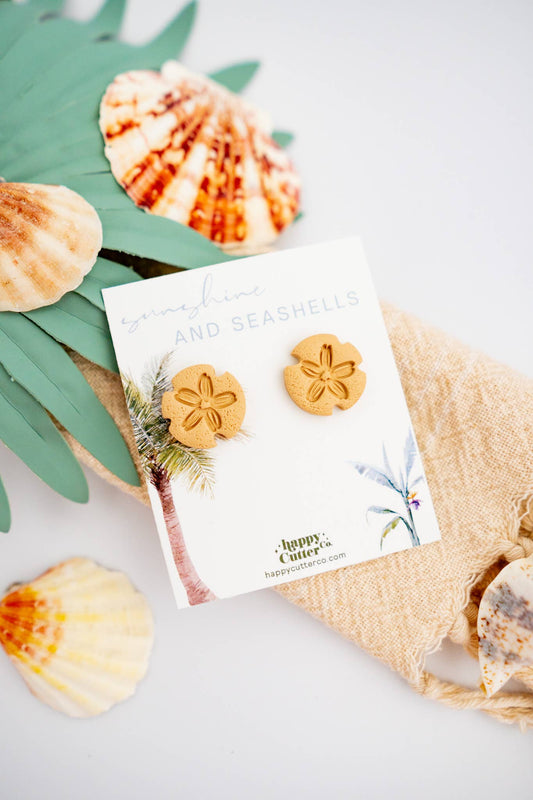 Sand Dollar Stud Earrings | Beach Summer Earrings: Studs